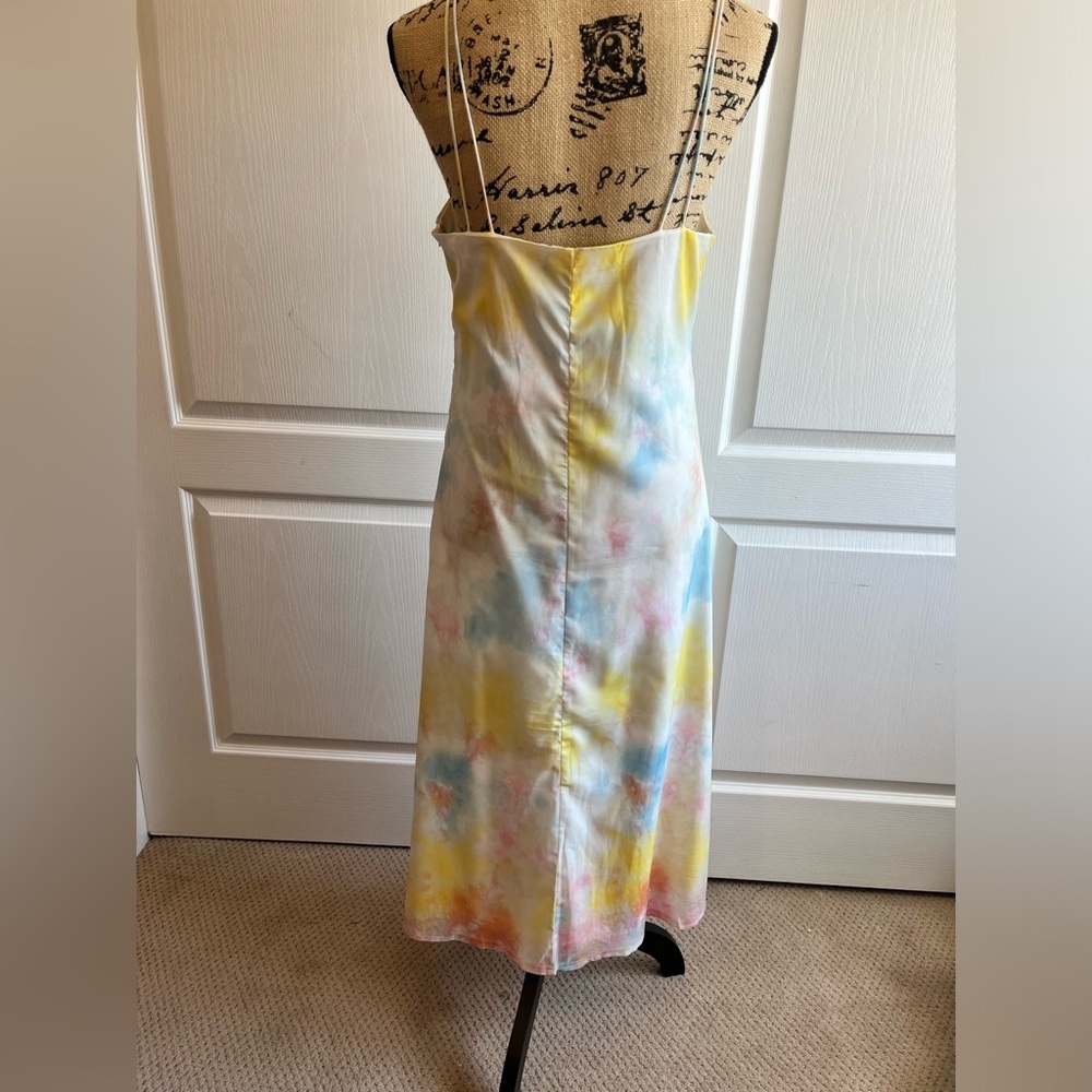 On Twelfth Pastel Tie-Dye Satin Midi Slip Dress - Picture 5 of 9
